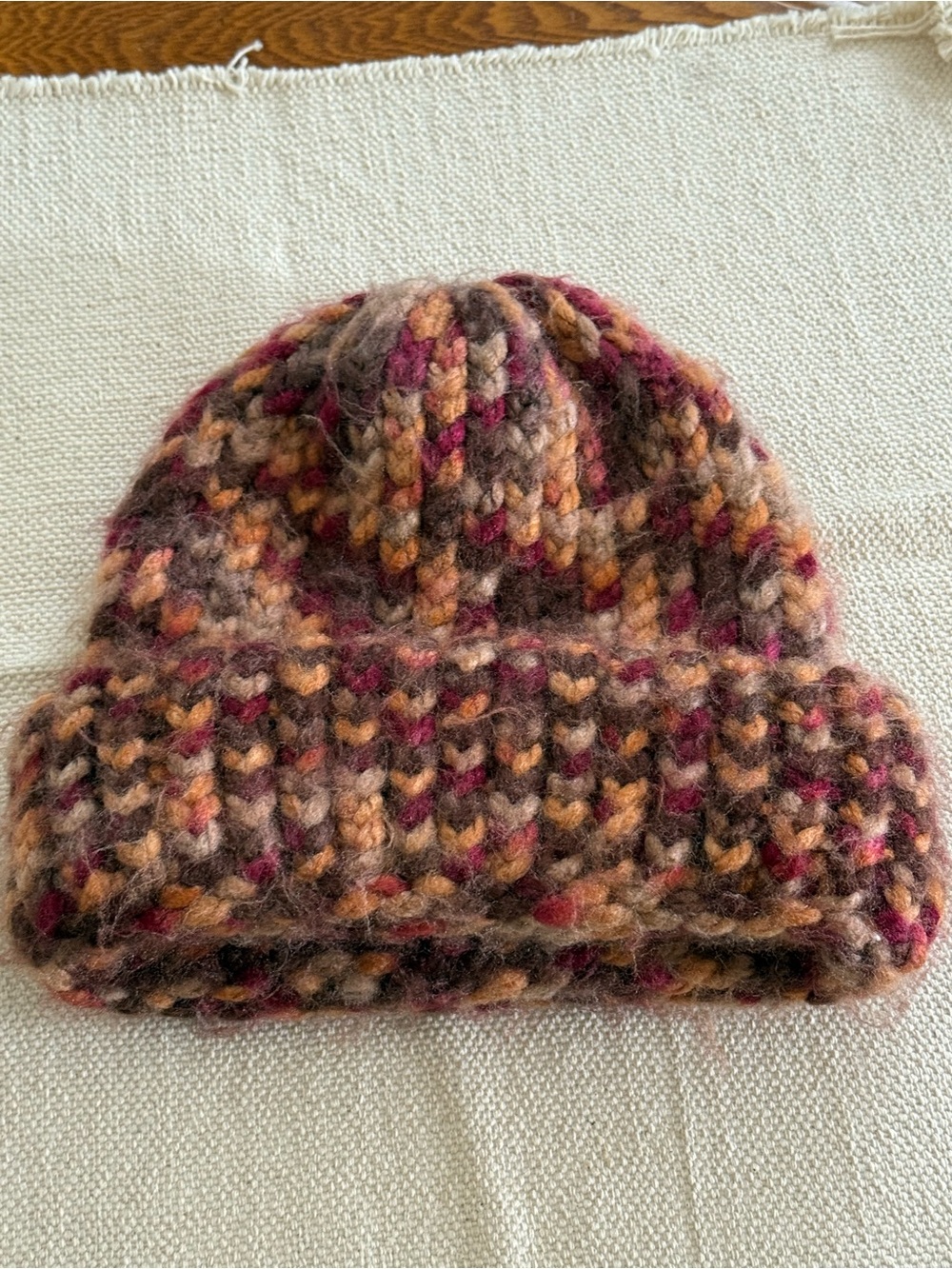 Cozy Chunky Knit Beanie in Brown and Rust Tones